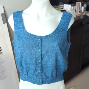 Vintage sleeveless linen crop top-Sz Xs/S